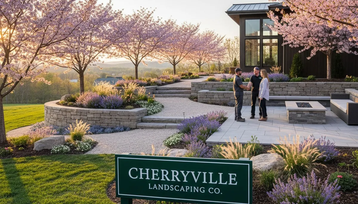 Landscaping crew providing lawn care service in Allentown, PA