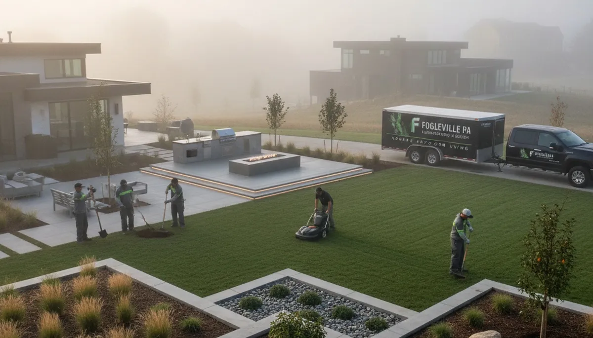 Landscaping crew providing lawn care services in Allentown, PA